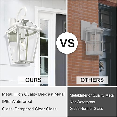 Miniatura 79 de Lámparas de pared para exteriores, faroles de pared exterior impermeables con vidrio, apliques de pared exterior, luces de porche delantero