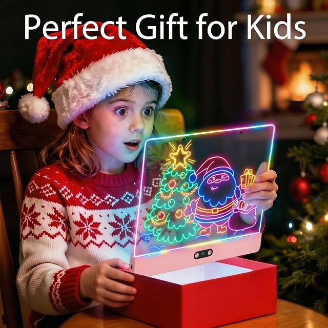 Foto 6 de 7 de Tablero de Dibujo LED Recargable con Luces RGB para Niños,Panel de Acrílico,8 Colores Estáticos y 3 Modos…