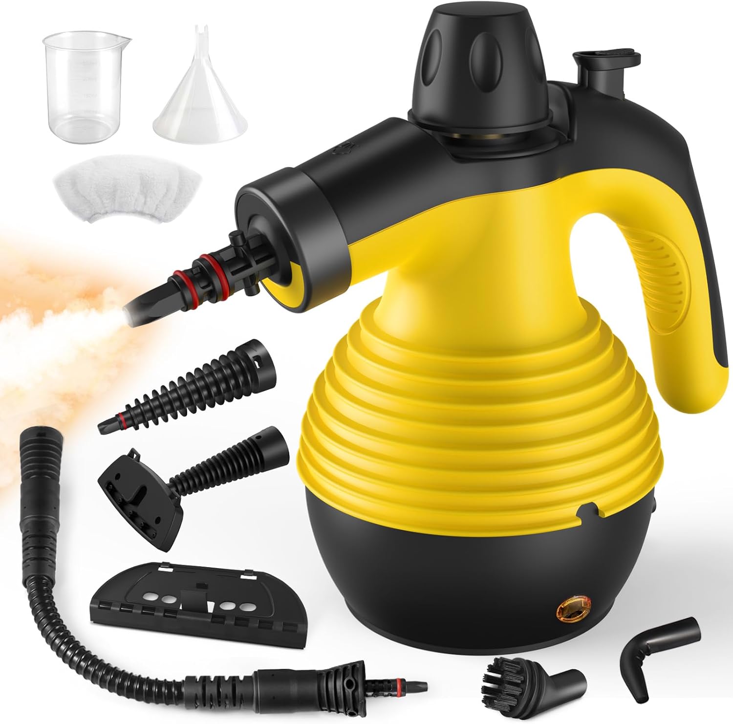 Handheld Pressurized Steam Cleaner with 9PCS Accessories, Multi-Surface Steamer for Cleaning with Safety Lock, 12.8OZ Large Water Tank Upholstery Grout Steam Cleaner for Home, Car, Floor