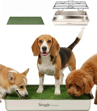 27.56 x 19.69 Stainless Steel Dog Potty Tray with Removable Grate Fast Cleanup, Odor Control, Indoor & Outdoor Use for Small, Medium Dogs