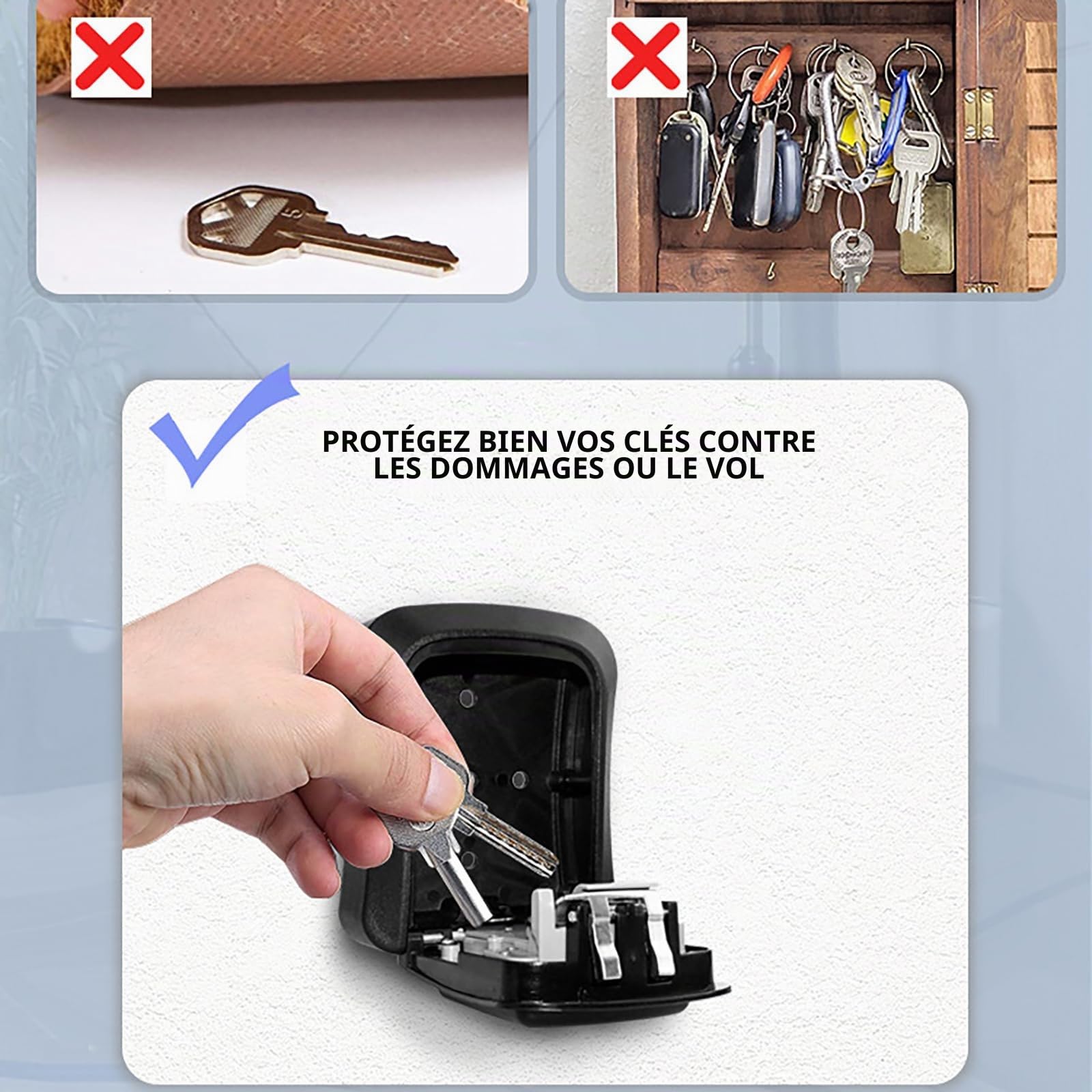 NEWFUN Boite a Clef, Boite a Clefs Securisee Exterieur,Boite à Clé, Matériau Métallique, Déverrouillage par APP/Code Numérique, Boîte à clés Murale Adaptée à la Maison, Au Garage, au Bureau, à l'école