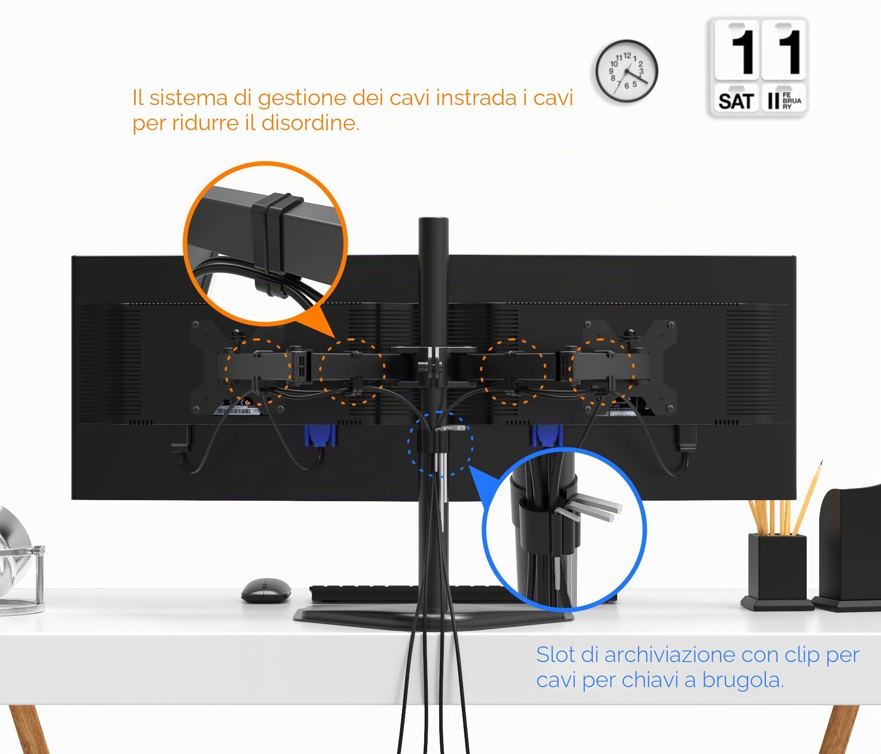 BONTEC Supporto Doppio Monitor Autoportante 13-27”, 10 kg, VESA 75/100 | Supporto da scrivania per 2 monitor LED LCD, stabile e regolabile, senza morsetto
