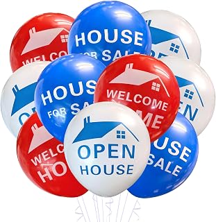 Real Estate Latex Balloons 12 Count Mix, Open House Decoration, Open House Party Event Supply, Welcome Home Birthday Theme, 12 Inch Standard Size