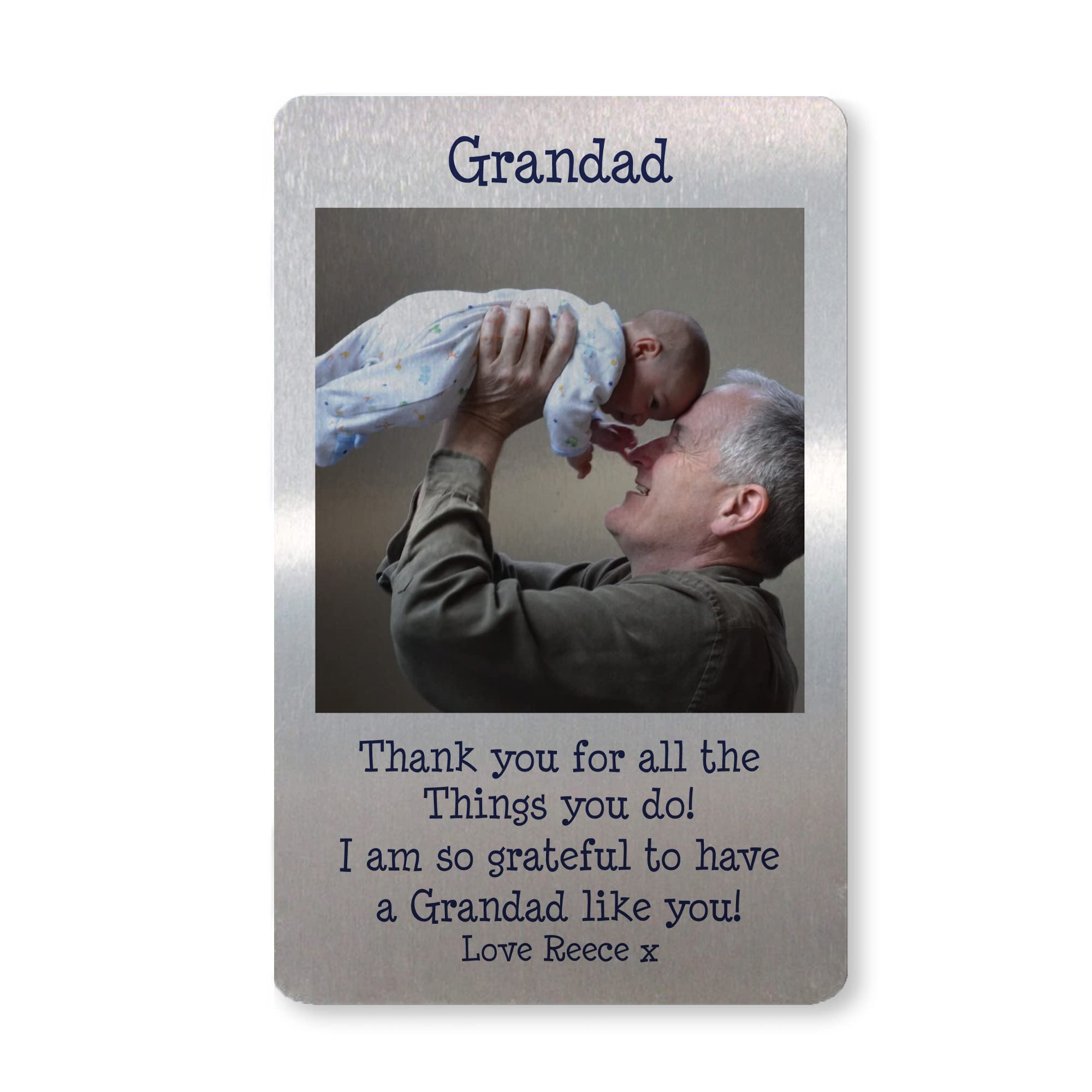 RED OCEAN Personalised Grandad Photo Gifts Metal Wallet Card Gifts For Him Birthday Christmas Fathers Day