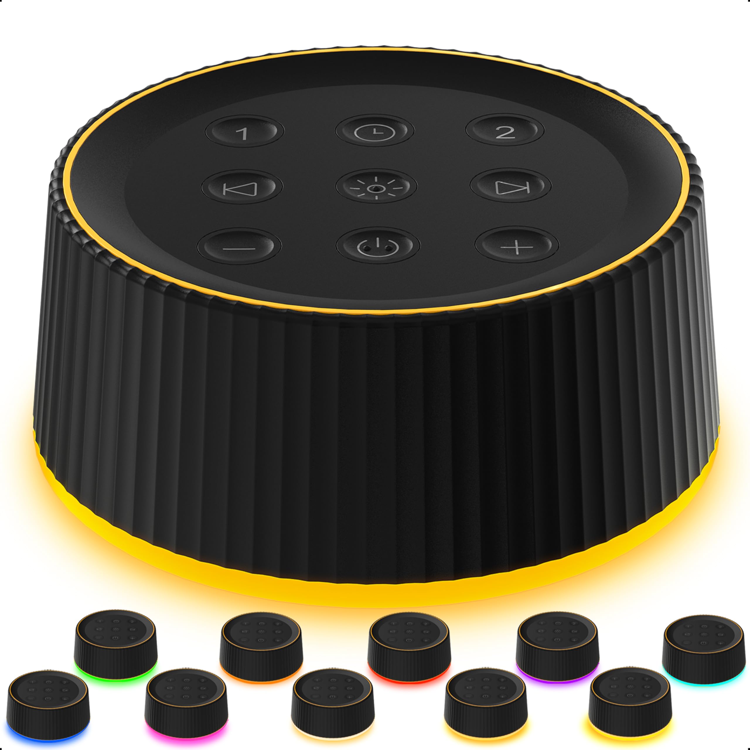 BGOVERSS White Sound Machine with 26 Soothing Sounds, 10 Colors Night Light Noise Machine for Adults Baby Kids, Sleep Machines with 6 Timers Portable Plug for Baby, Adults, Home Office Travel, Black