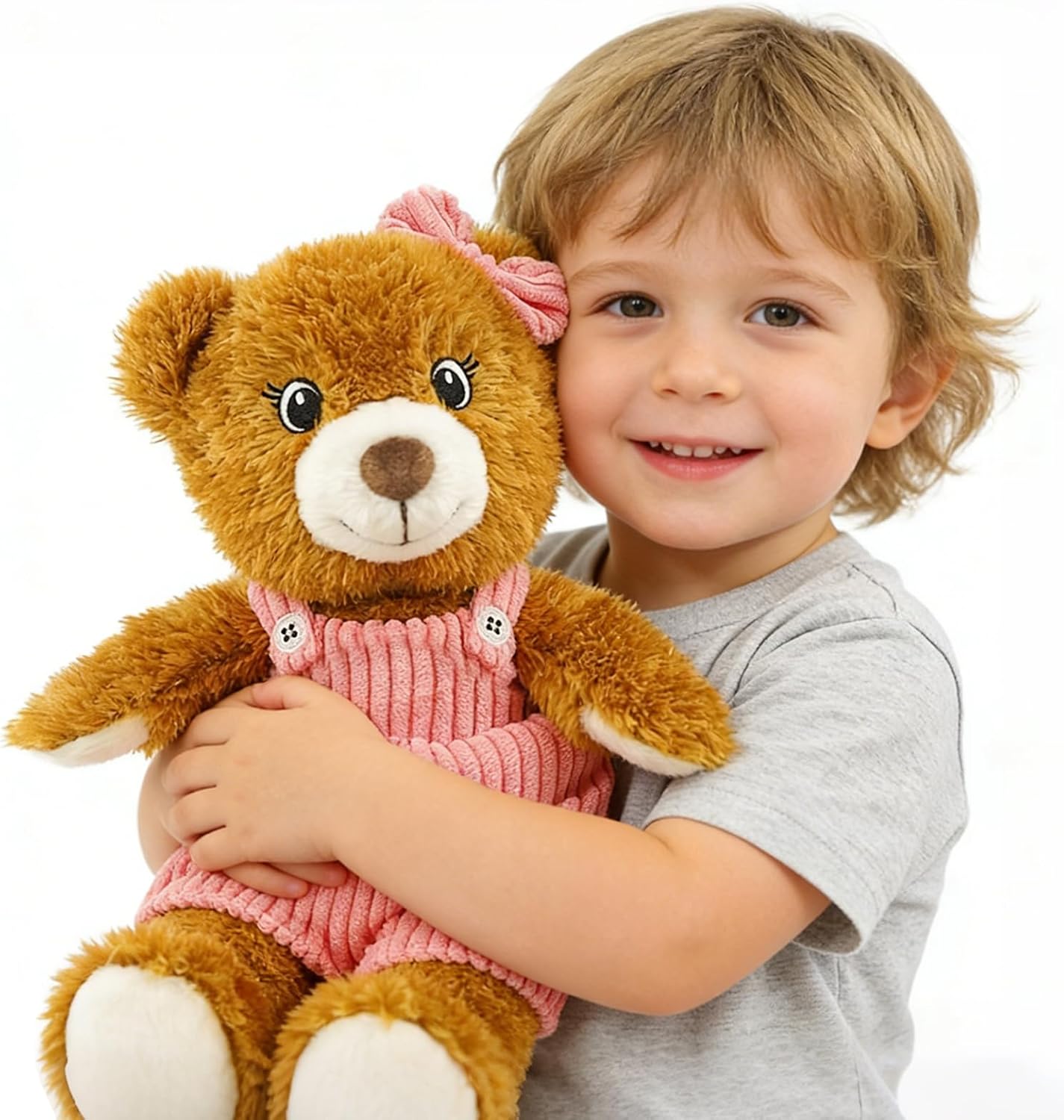Cute Girl Stuffed Teddy Bear Plush Toy 11 Inch Soft Baby Teddy Stuffed Animal Little Bear Doll, Cuddly Bear Plush for Girls Boys, Kids, Babies, Adults & Baby Shower Birthday Easter Gift (Pink Dress)