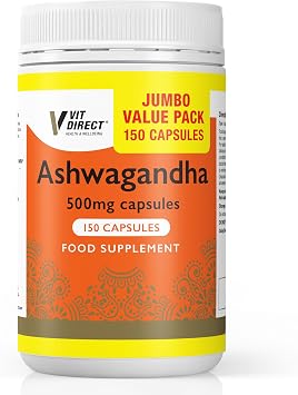 Ashwagandha - Jumbo Pack - 150 Capsules - 500mg - Daily Supplement - Improve Muscle Strength & Recovery - Supports Brain Function - Easy to Take