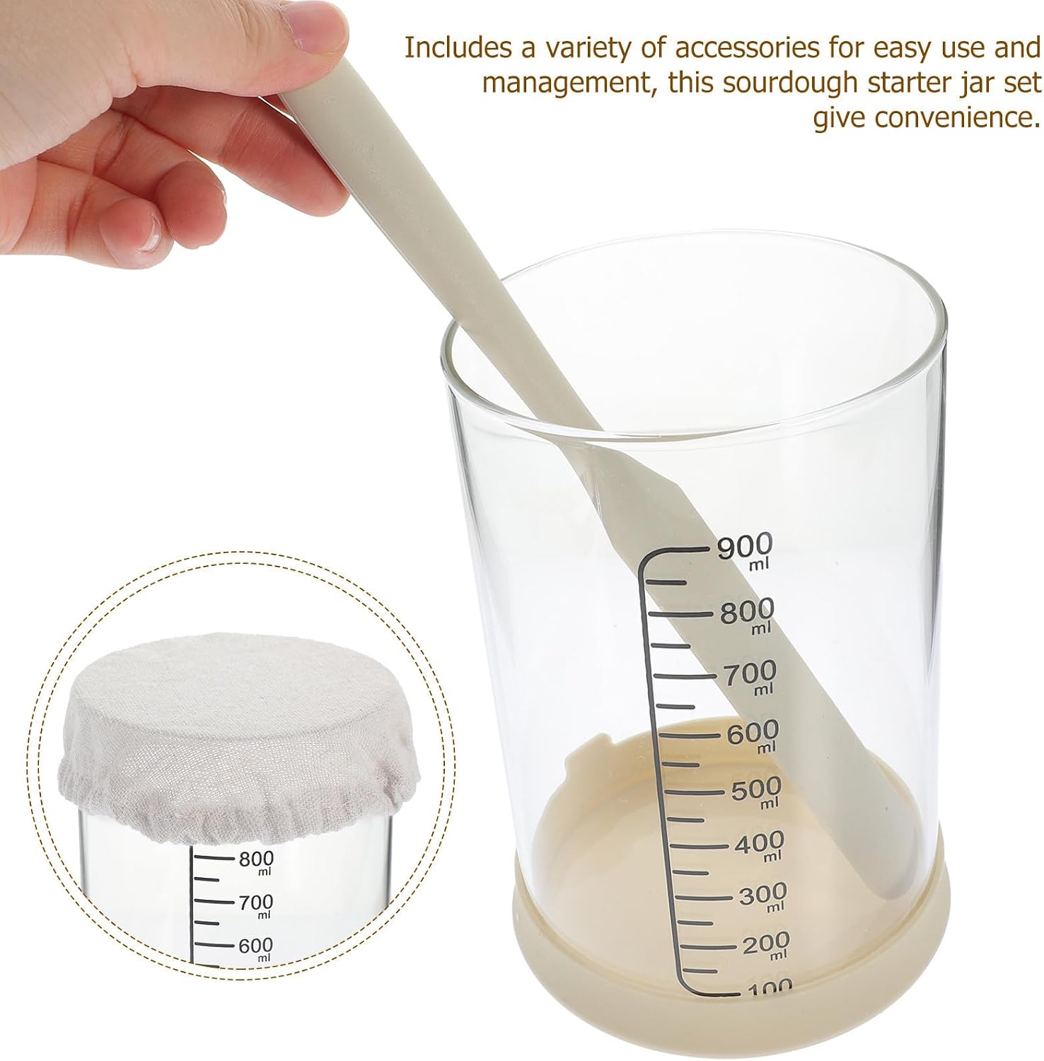 Glass Sourdough Starter Jar Set Large Capacity for Fermenting