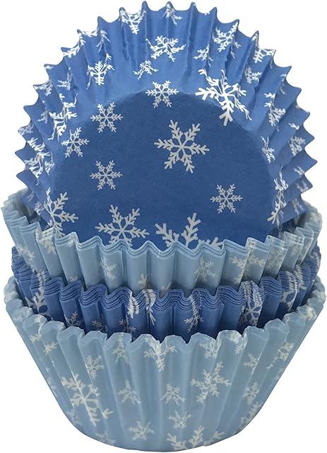 Anniversary House Snowflake Petit Four Cupcake Cases in Rip-Top CDU, CC501 Blue