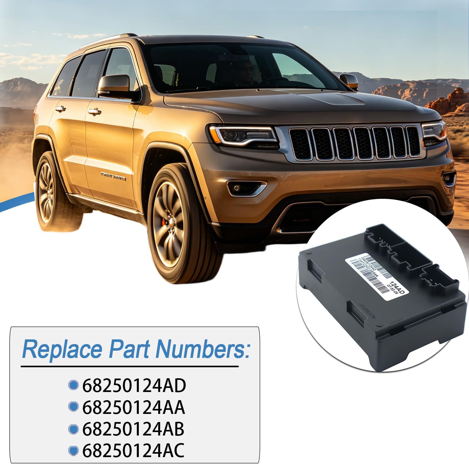68250124AD Transfer Case Control Module Compatible with 2016 2017 2018 Jeep Grand Cherokee & Dodge Durango, Replace 68250124AA 68250124AB 68250124AC