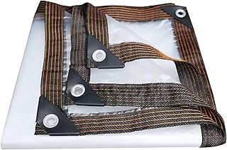 Clear Poly Tarp with Grommets, Heavy Duty Tarps Waterproof, Outdoor Porches Transparent Tarpaulin, Plastic Rainproof Covering Tarpaulin, for Courtyard, Covering Firewood Piles