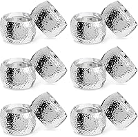 Farmlyn Creek Silver Napkin Rings Set of 12 - 1.8in Polished Zinc Holders for Cloth & Paper Napkins, Elegant Wedding Party Table Decor