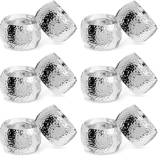 Farmlyn Creek Silver Napkin Rings Set of 12 - 1.8in Polished Zinc Holders for Cloth & Paper Napkins, Elegant Wedding Party Table Decor