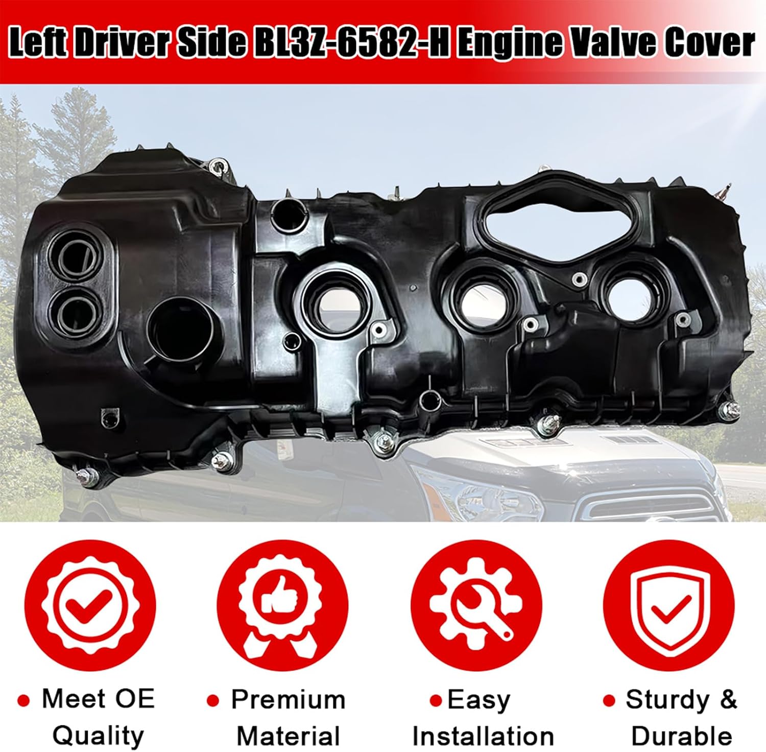 Left Driver Side BL3Z-6582-H Engine Valve Cover For 2015-2017 Ford Expedition, For 2013-2016 F150, For 2015-2022 Transit 150 250 350 350HD, For 2015-2017 Lincoln Navigator 3.5L V6 Turbocharged