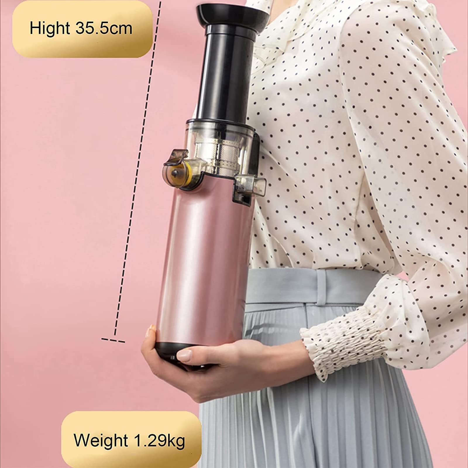 Máquina de prensado en frío compacta de alto rendimiento de jugo, ideal para frutas vegetales, potente motor de 120 W, exprimidor automático pequeño, licuadora portátil con función inversa