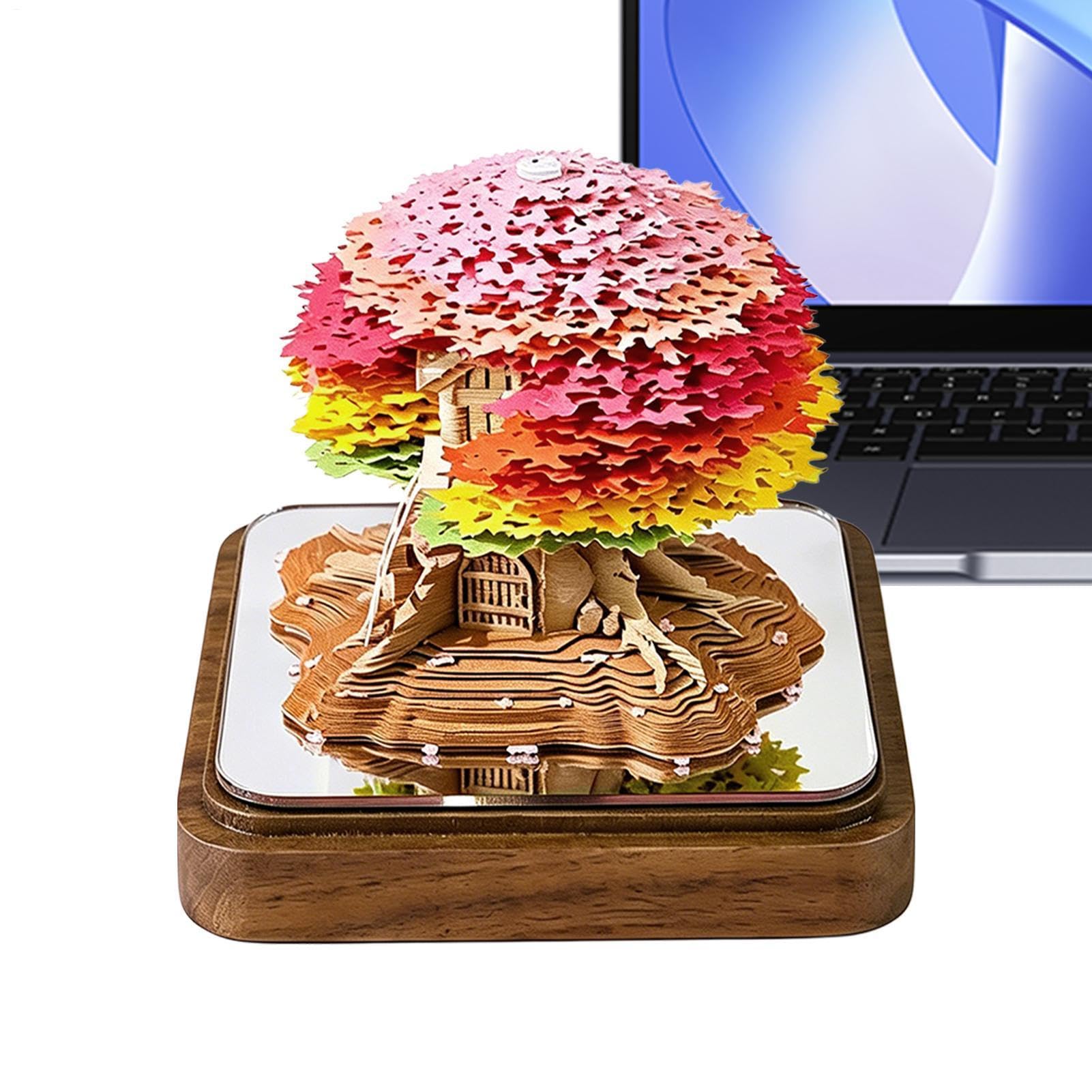 3D-Notizblock, Baum und Haus, künstlerische Statue, Dekoration | Notizblock, Skulptur für Schüler, tägliche Aufgaben, Gewohnheiten, Zeitplanung, Büro, Klassenzimmer