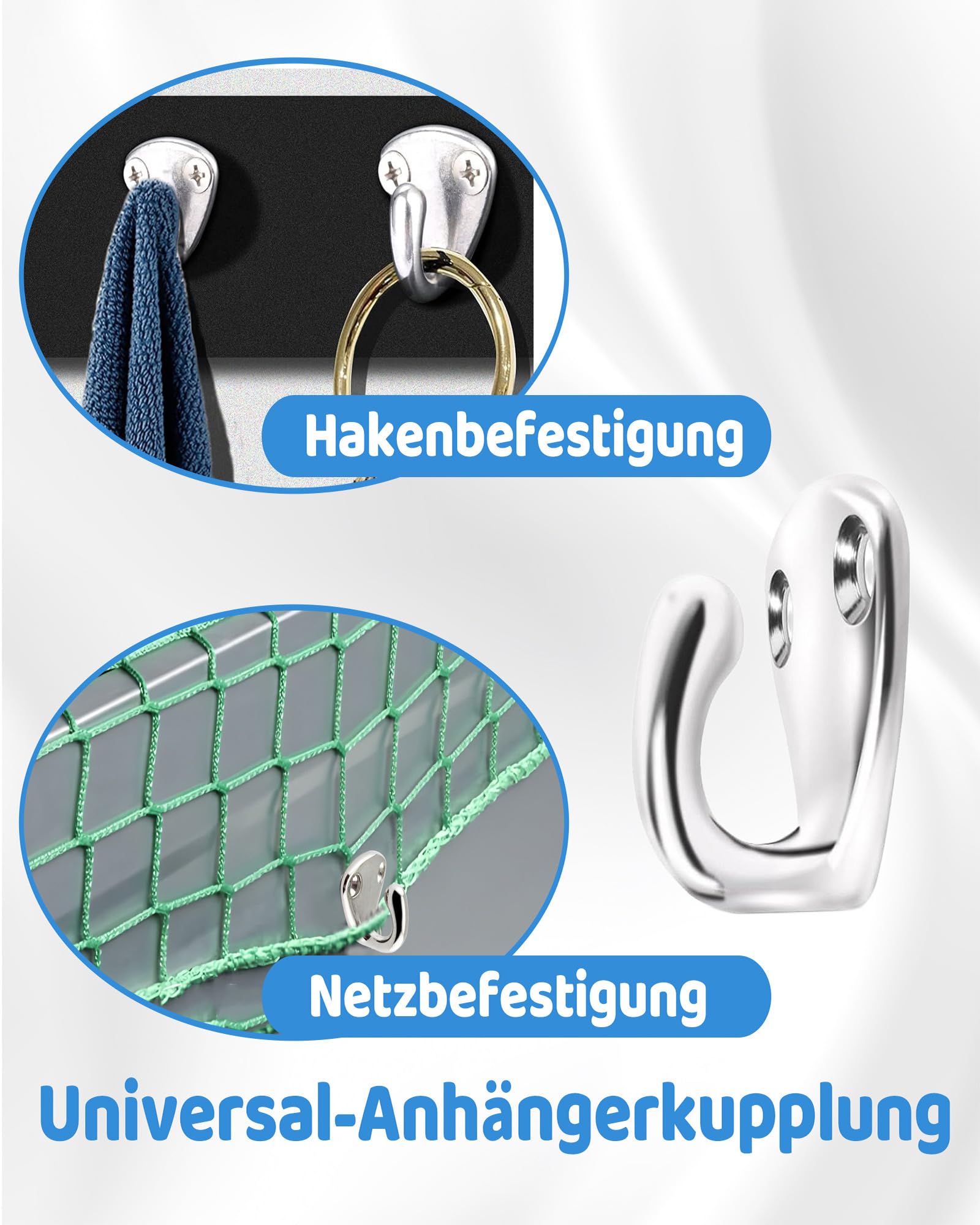 10 PCS Planenhaken Anhänger: 316 Edelstahl Netzhaken für Anhänger mit 20 Schrauben Robuste 2-Loch-Haken für PKW Planenbefestigung und Bordwand