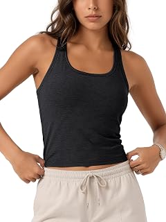 ODODOS Performance Racerback Crop Tank with Built-in Bra for Women, Ultra Soft odSTRATUM Tech, Light Support Workout Yoga Bra