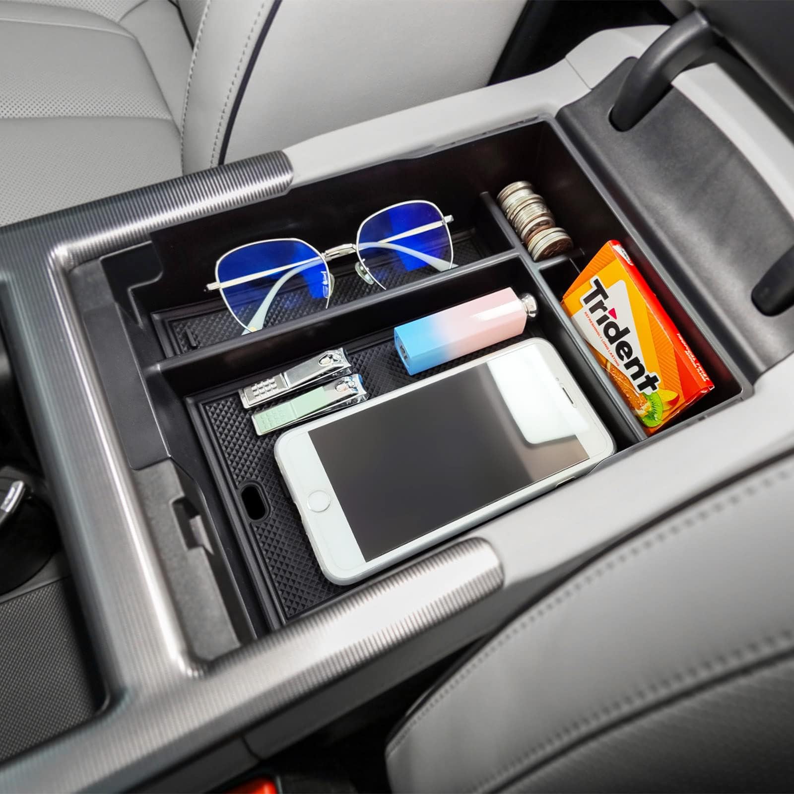 TACORBO Center Console Organizer Compatible with Hyundai Palisade 2023 2024 2025 Accessories, Armrest Insert Tray, ABS Black Glove Box Secondary Storage(No Fit Palisade 2020-22), Black