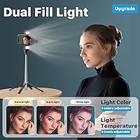 Vista 6 de MYBAT PRO - Trípode para selfie stick con control remoto, 4 en 1 extensible portátil Bluetooth Selfie Stick con luces y trípode para teléfono