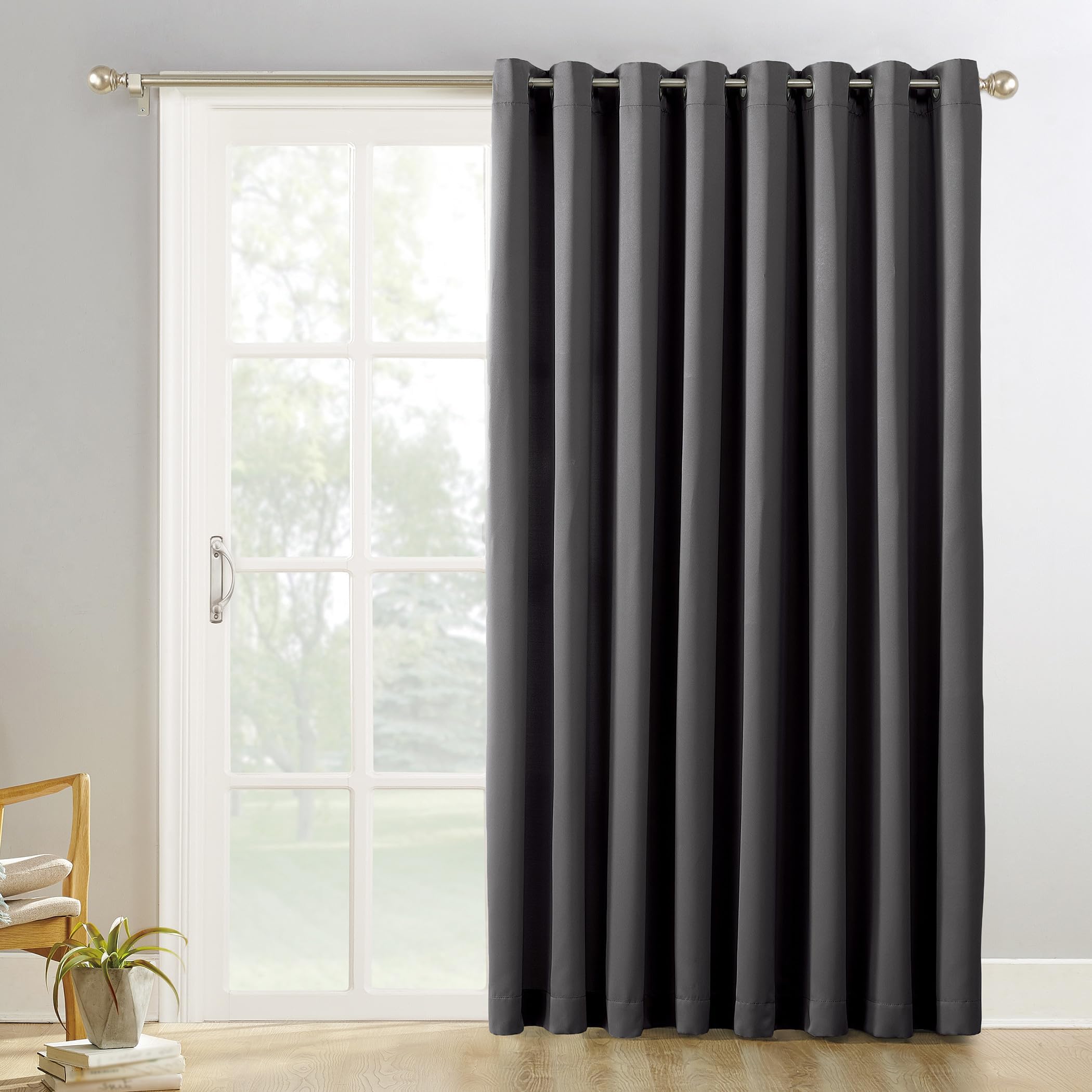 Sun Zero Easton Extra-Wide Blackout Grommet Sliding Patio Door Curtain Panel
