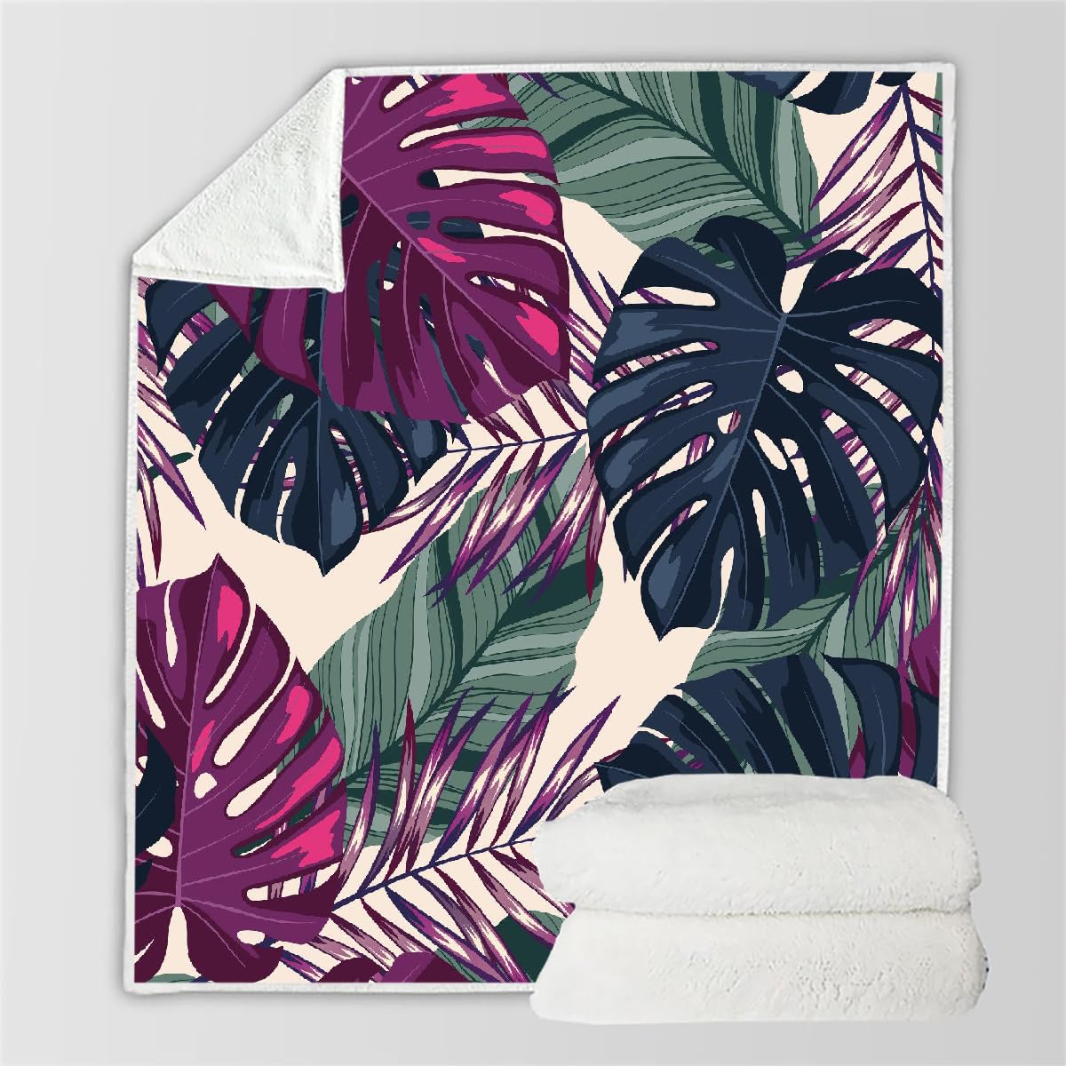 Plaid feuilles de palmier 130x150cm pour canapé et chambre à coucher