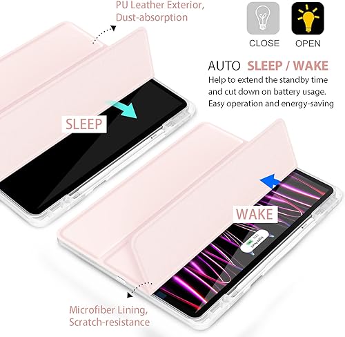 Miniatura 4 de Hoidokly Funda para iPad Pro de 12.9 de 65433 generación (2022202120202018), carcasa delgada y transparente con soporte inteligente de triple