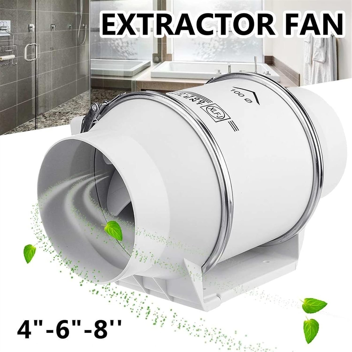 Ventilation Fan 4" 6" Exhaust Fan Wall Window Mountable Toilets Kitchen Bathroom Home Silent Inline Pipe Duct Fan Ventilate Air Cleaning, White ventilating Fan(Color:4 inch)