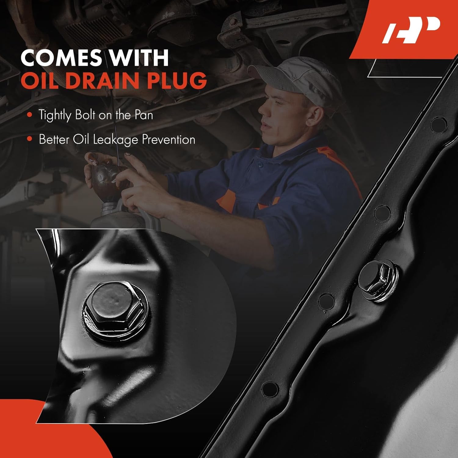 A-Premium Lower Engine Oil Pan Sump with Drain Plug Compatible with Volkswagen Jetta 2005-2018, Passat 2012-2018, Golf 2010-2014, Beetle 2006-2019, Rabbit 2006-2009, Golf SportWagen, 2.5L