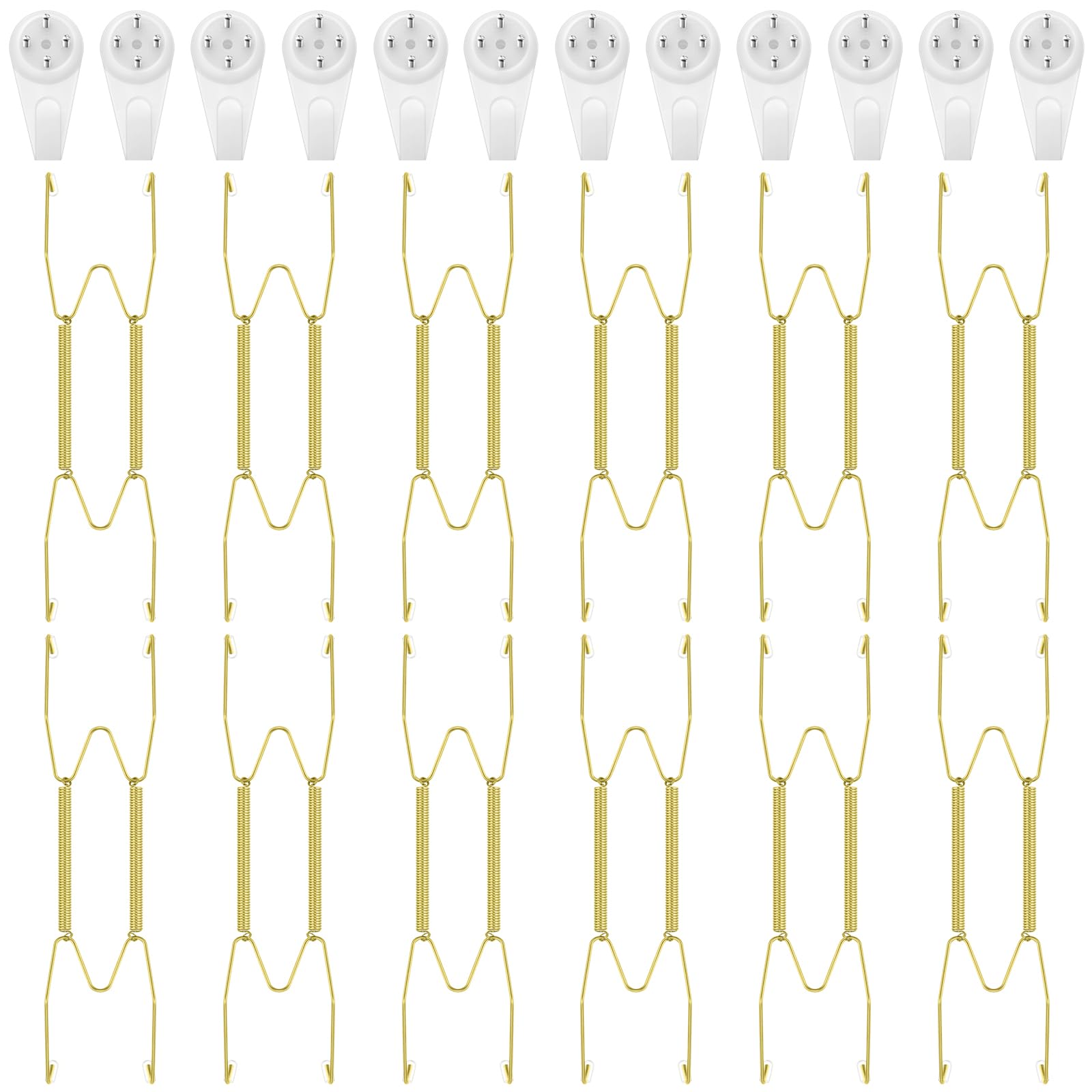 Hotop 12 Pieces Plate Hangers for Wall Stainless Steel Wire Invisible Plate Hangers Heavy Duty Display Holders with 12 Pieces Hooks for Wall Decoration(16 Inch,Gold)