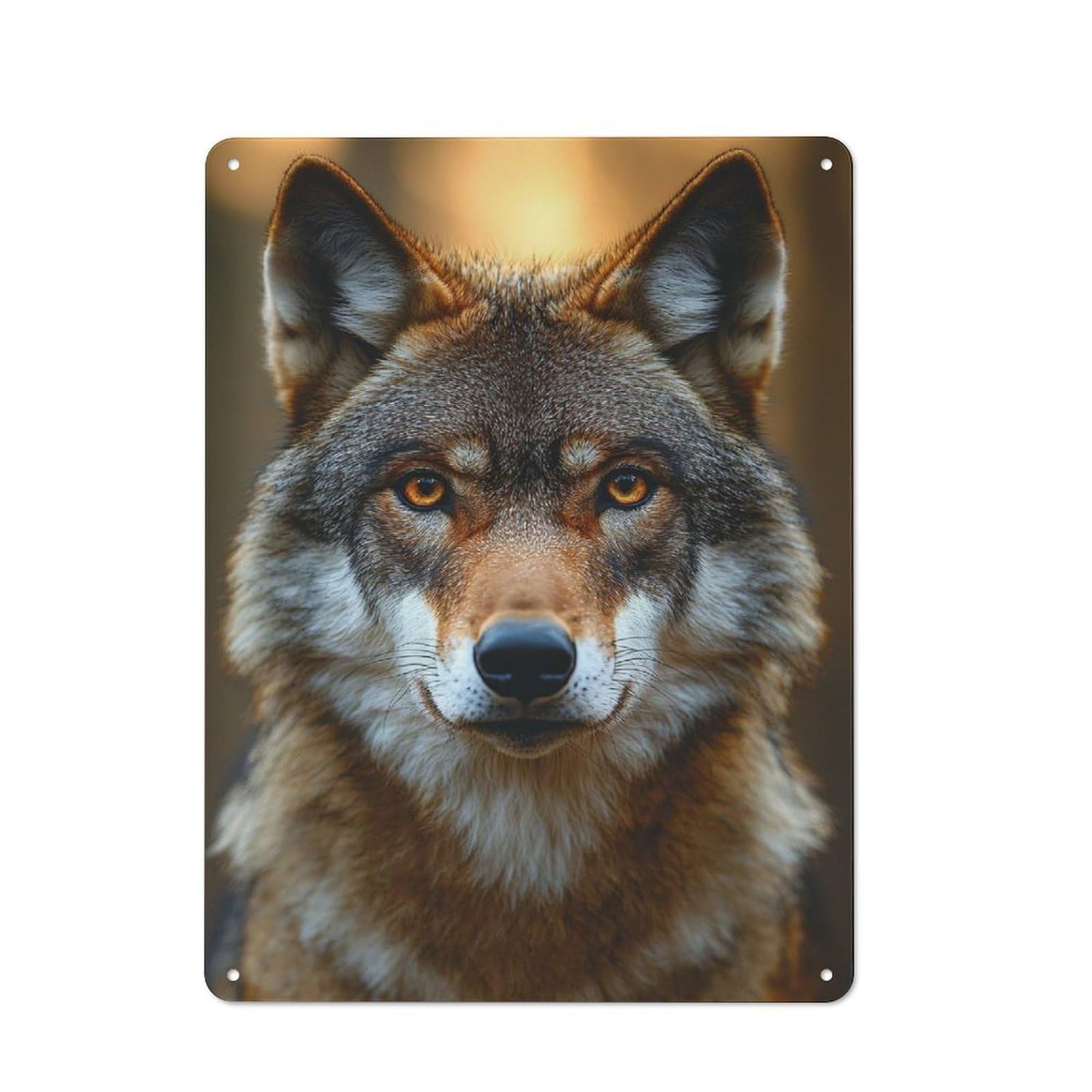 Junmoney Style-5 Wolf Portrait With Intense Gaze Retro Tin Wall Plaque 40X30cm For Guest Room Or Hallway, For Vintage Wall Decor Fans, For Themed Room Decoration