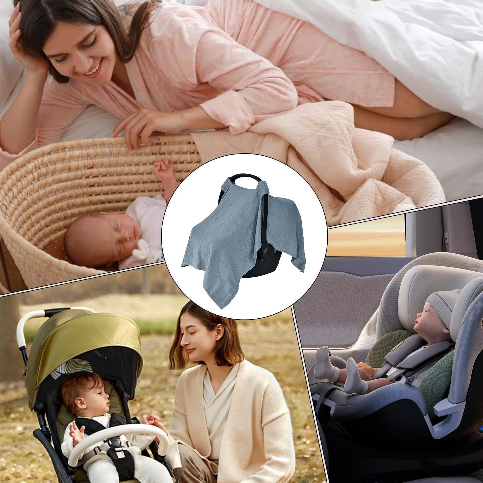 Sombrilla para portabebés: ajuste elástico universal, mantón de lactancia spandex elástico, ventilación alto flujo aire, forro carrito compras mezcla algodón suave | Poncho protector padres y re