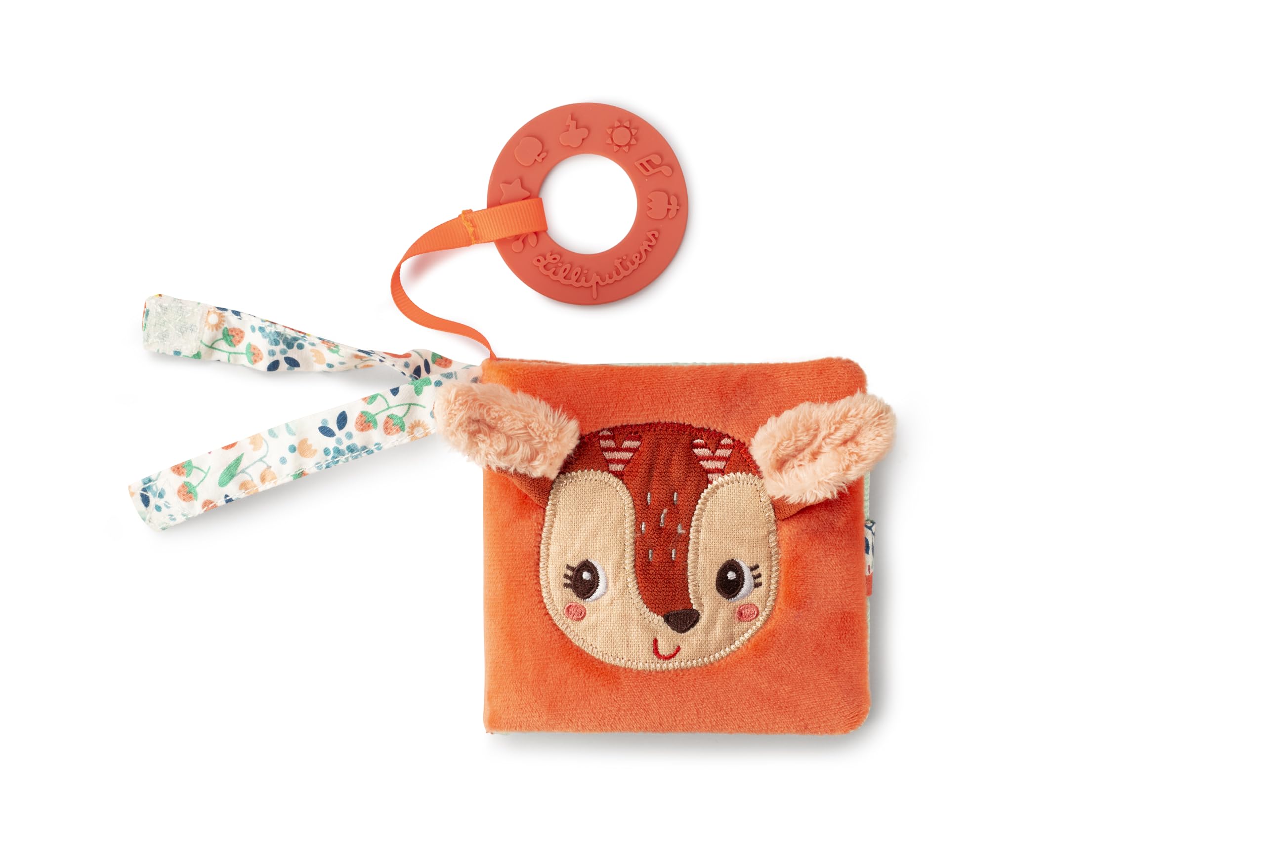 LILLIPUTIENS - Fabric Picture Book for Babies - Interactive Awakening Book Stella the Fawn - First Interactive Book for Baby with Teething Ring and Fun Sounds - From 6 Months - 83374
