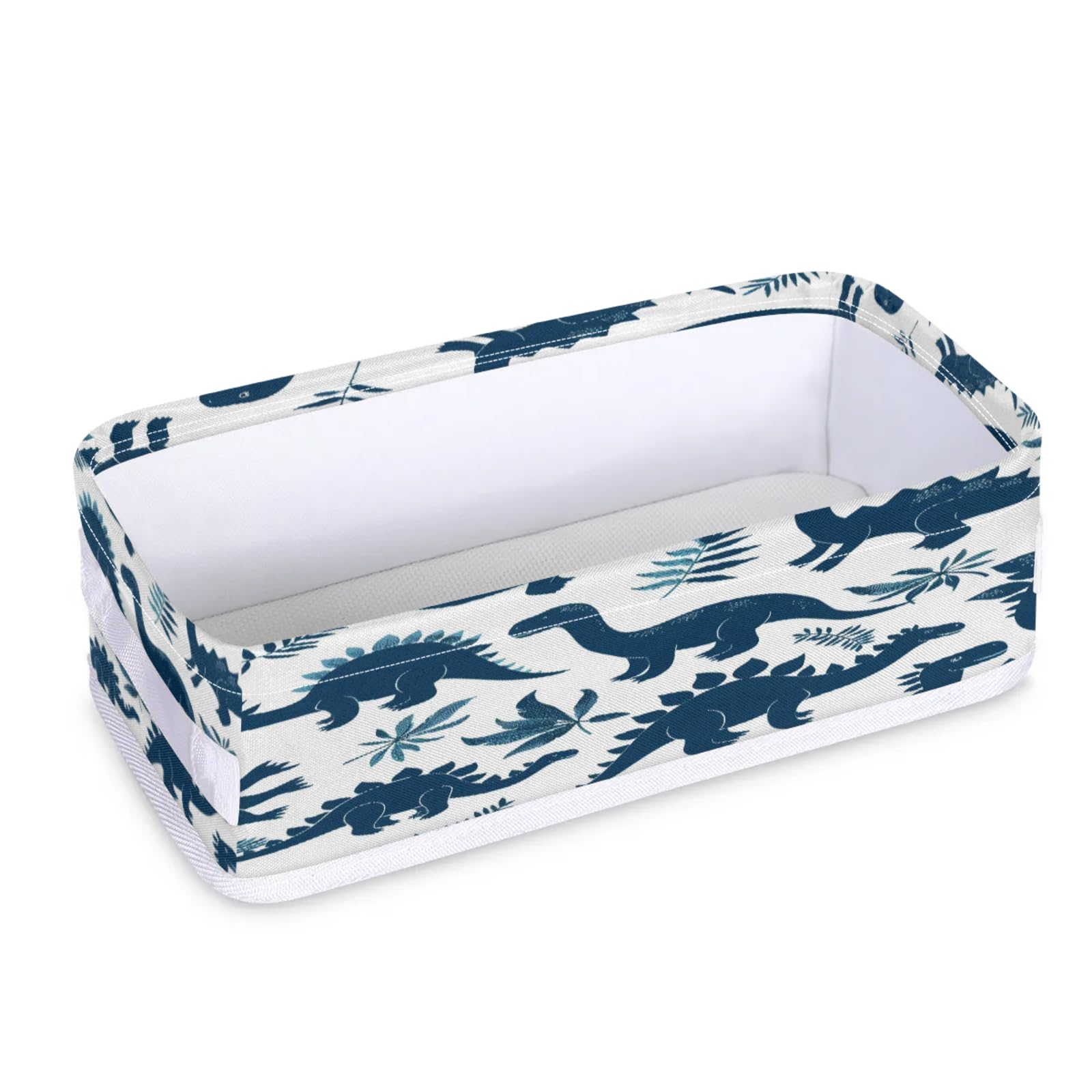 Tablerazzi Toilet Tank Topper Paper Basket with Handle, Cute Dinosaur Silhouette Bathroom Storage Basket for Organizing, Small Fabric Storage Bins for Bathroom Decor