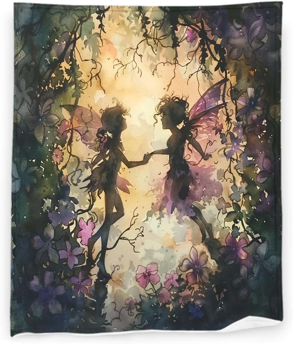 Fairy 50" x 60" Cartoon Anime Cute Fantasy Forest Butterfly Super Soft Bedding Fleece Throw Blanket Luxury Bed Blanket Sofa Living Room Bedroom Warm Lightweight for Men and Women