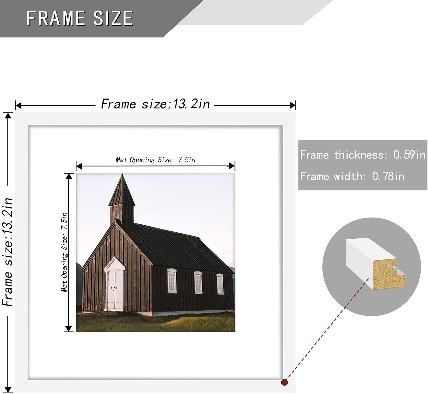 Picrit 12x12 Picture Frame Set of 4, Made of High Definition Real Glass, Display 8x8 with Mat or 12x12 without Mat, Photo Frames for Wall Mounting Display, White