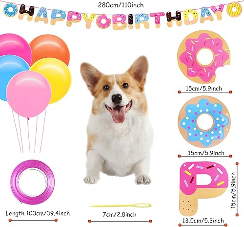 Miniatura 6 de Suministros para fiesta de cumpleaños de perro, traje de sombrero, juguete masticable, collar de corbatín brillante, fiesta de cumpleaños, corona