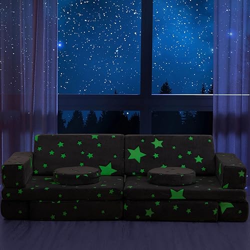 Miniatura 15 de Sofá modular para niños pequeños, muebles imaginativos para dormitorio, sofá infantil para jugar, dormir, niñas y niños pequeños, gris Gris,Glow