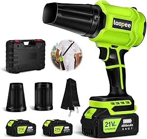 Cordless Battery-Powered Leaf Blower with 800,000 RPM and Dual 4.0Ah Batteries