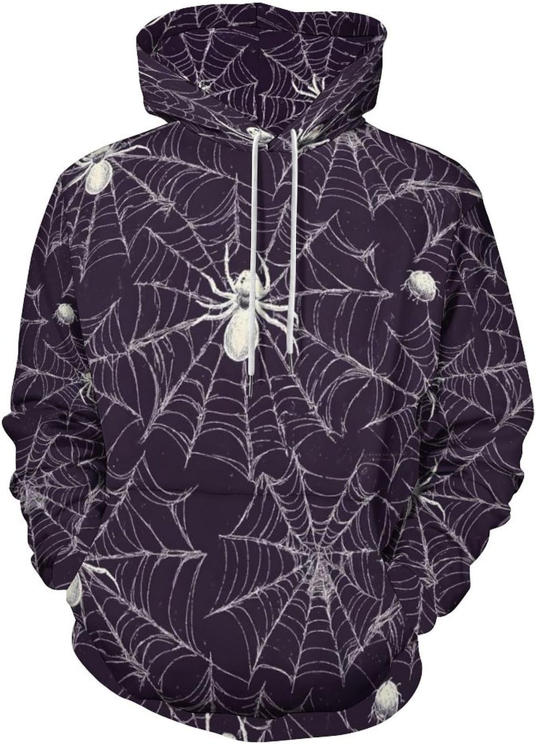 Cobweb White Print Hoodies for Women Men, Pullover Oversized Sweatshirt Fashion Fall Winter Clothing
