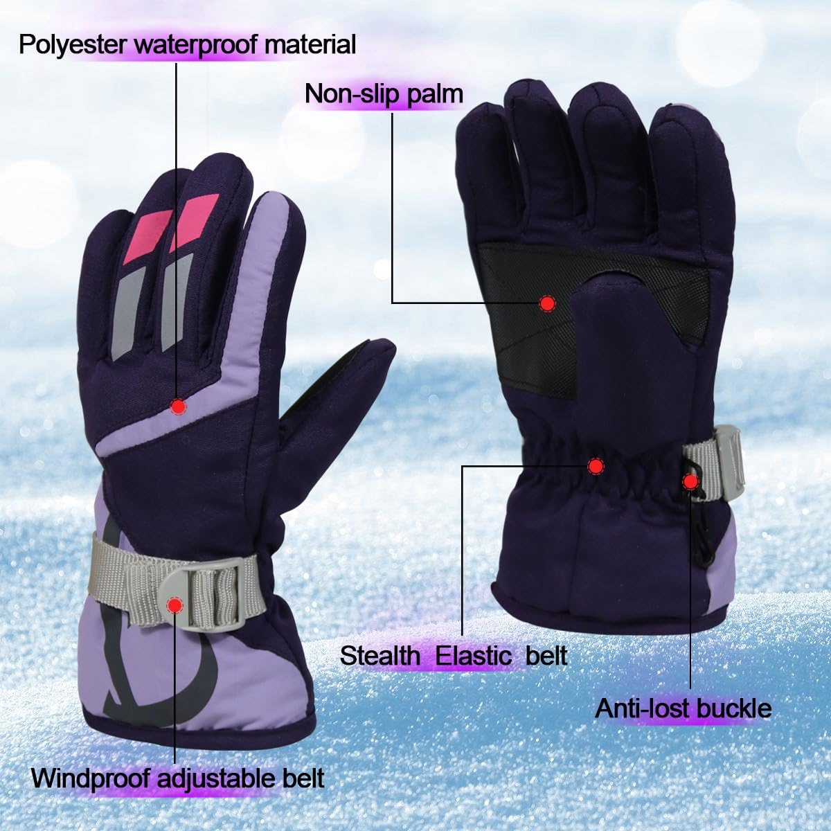 YR.Lover Children Ski Gloves Winter Warm Outdoor Riding Thickening Gloves(2-4Y): Clothing, Shoes & Jewelry