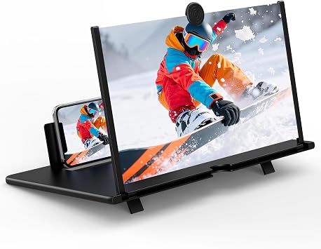 12 inch Screen Magnifier for Smartphone,3D HD Screen Expanders for Movies, Videos, and Gaming, Screen Magnifier with Adjustable Angle Design Amplifier Desktop Magnifying, Gift for Mom Dad Men Friends