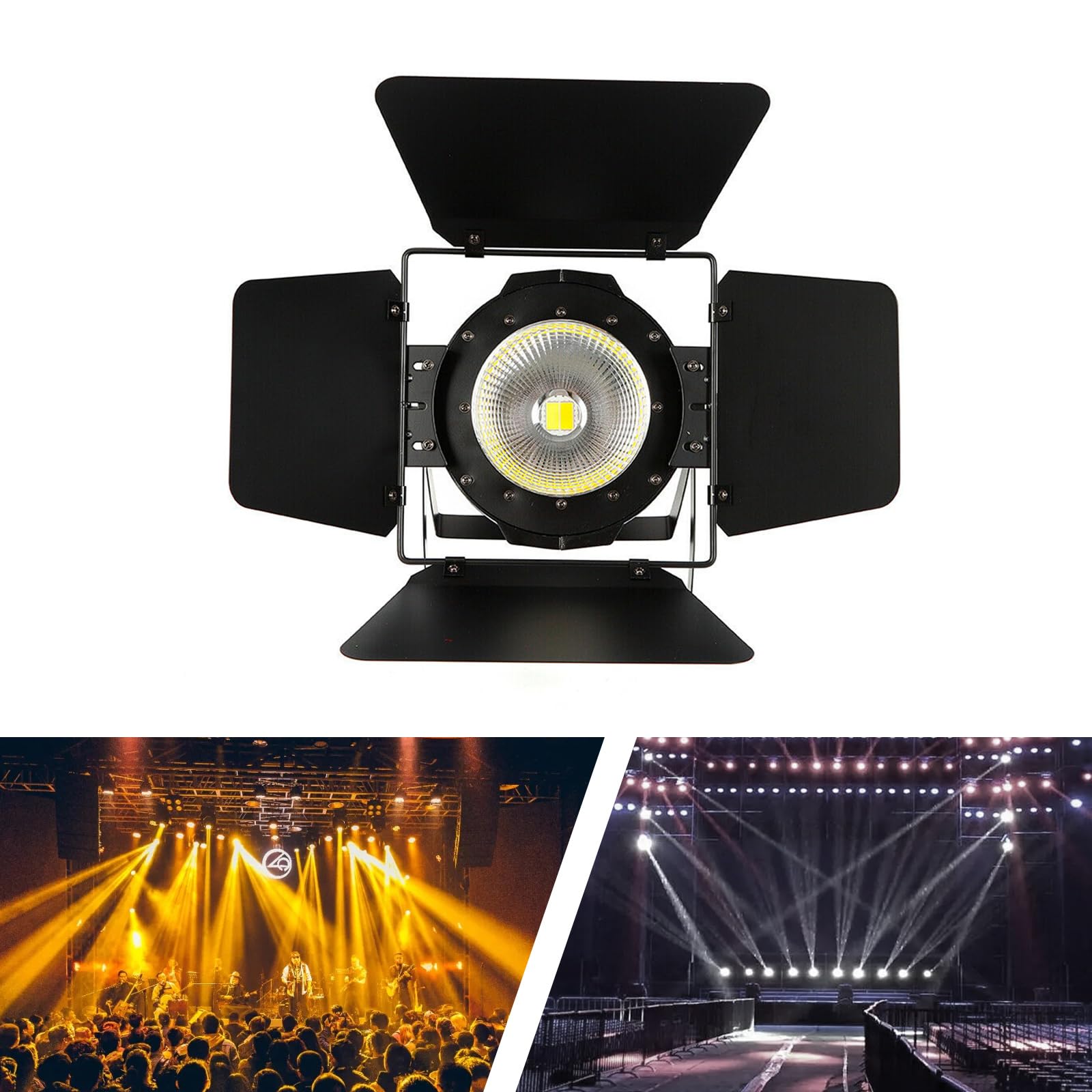 200W Wasserdichte Scheinwerfer Bühne Publikum COB Licht 2in1 LED PAR64 DMX 512 Beleuchtung Blinder +Scheunentor Für Partys Hochzeiten Bars Theater