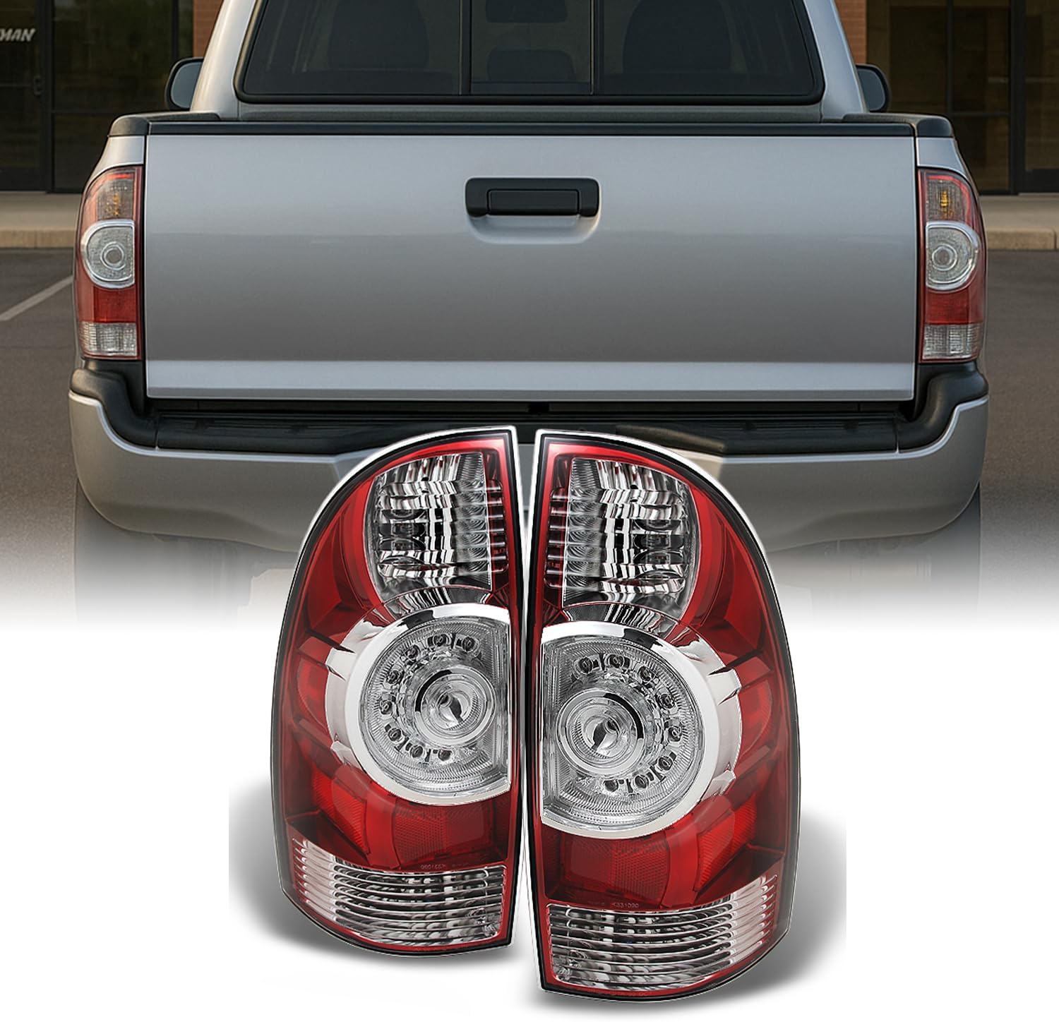 AKKON - For 2005-2015 Tacoma Dark Red Rear Tail Lights Brake Lamps Left + Right Replacement