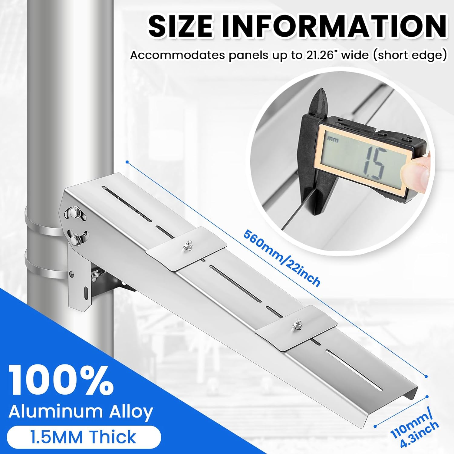 2 Pack Solar Panel Pole Mount Kit Universal Angle Adjustable Solar Panel Brackets Single Arm Pole from 5w to 50w