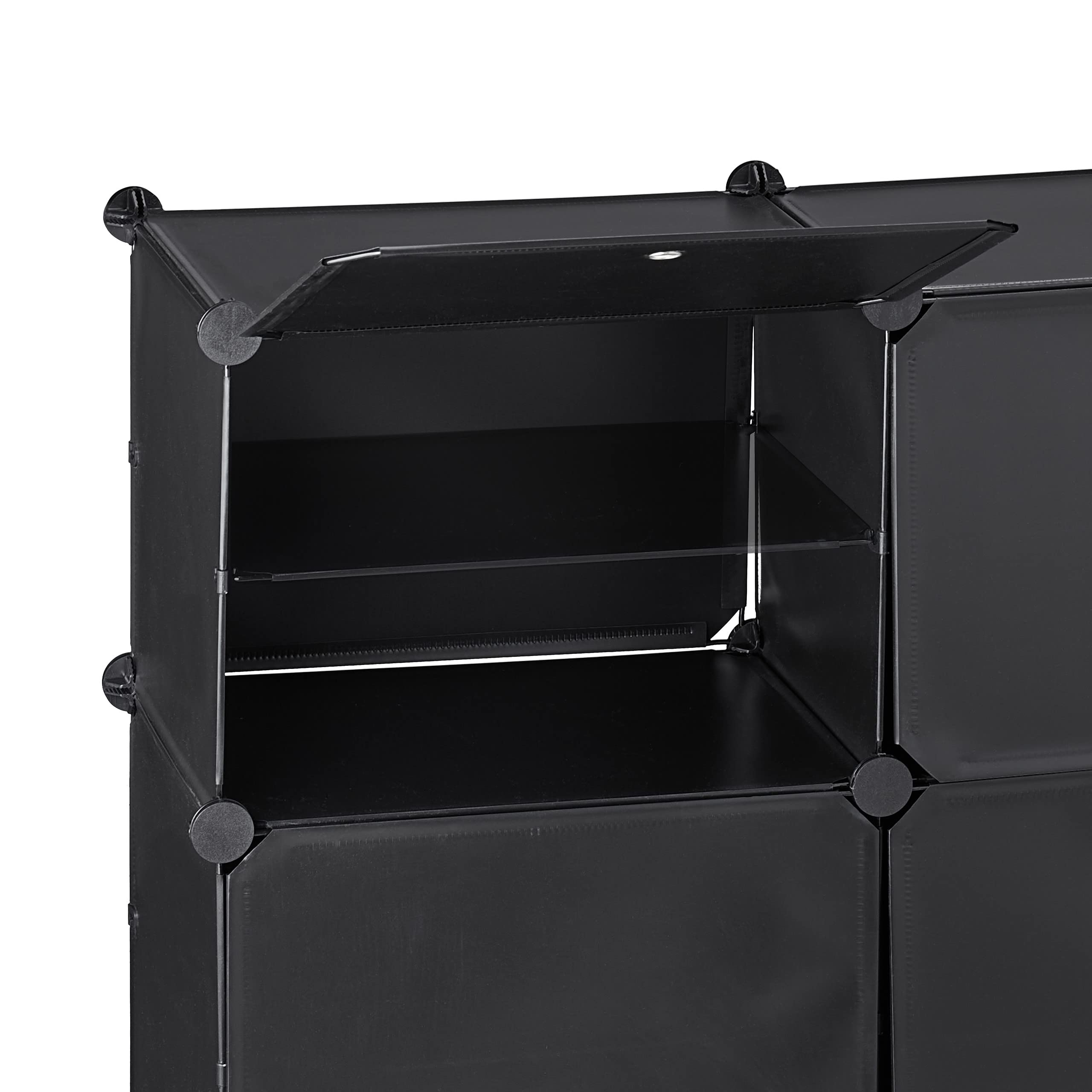 Relaxdays Scarpiera in Plastica, 24 Scomparti Chiusi con Ante, Scaffale Porta Scarpe, HxLxP: 125 x 125 x 31,5 cm, Nero