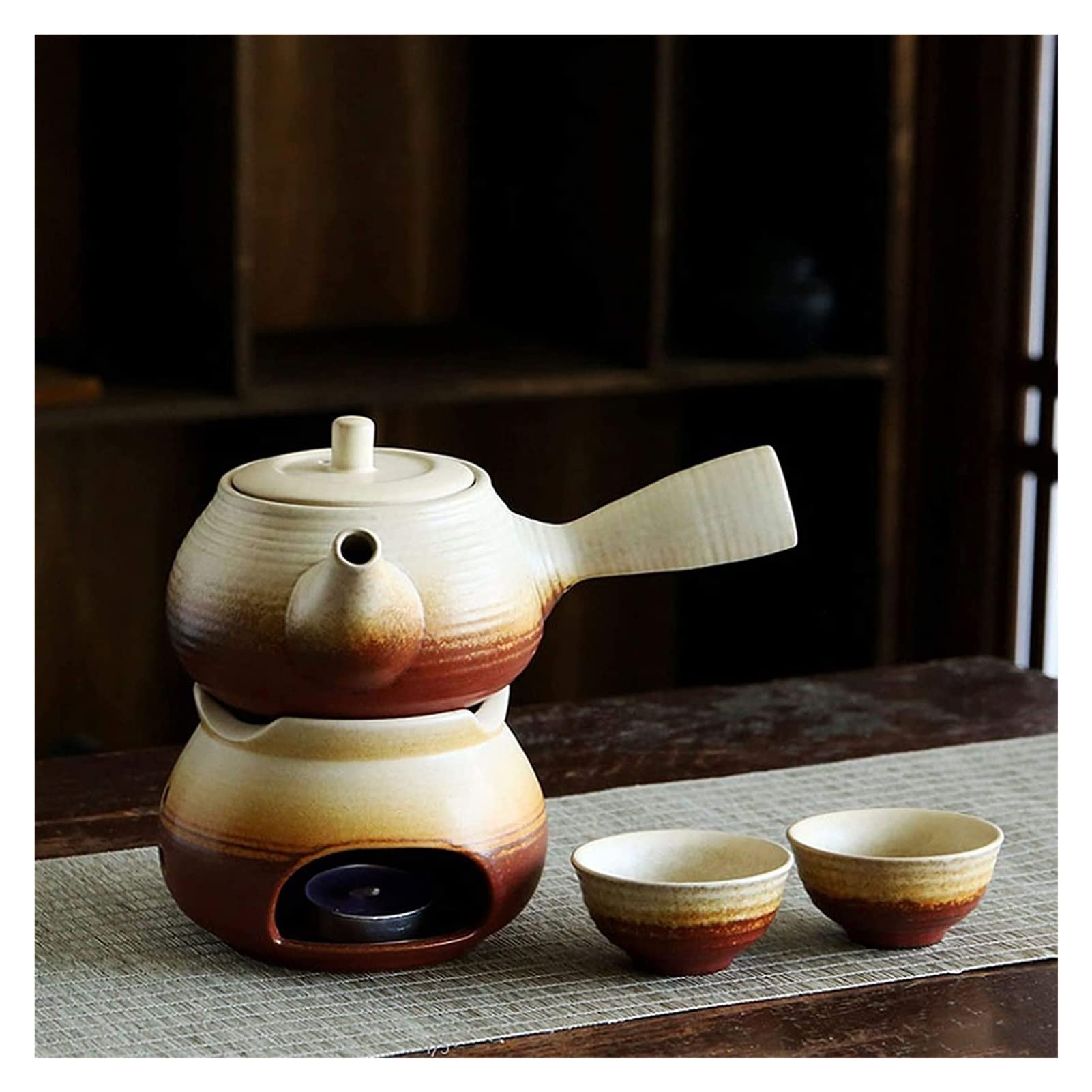 Tasse à saké traditionnelle, verres à vin en céramique, ensemble à saké japonais, bouteille de saké à poignée latérale, ensemble chaud traditionnel en céramique, 4 pièces, poêle à bougie, 1 saké japon
