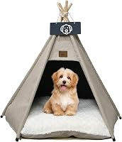 Vinnypet Tipi Sátor Macskáknak és Kutyáknak Plüss Párnával, Barna Színű Házi Kedvenc Ház 50x50x60cm, Mosható 1