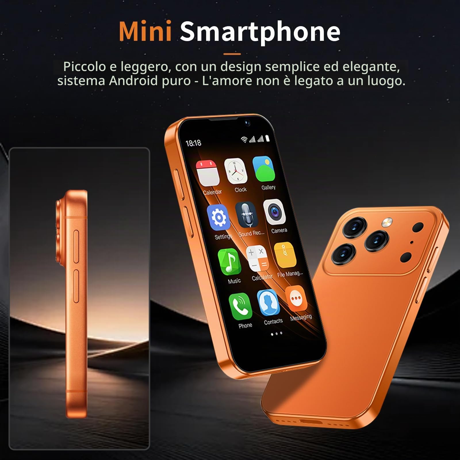 Mini Smartphone, sblocco 3G-Dual-SIM, schermo HD da 3,88 pollici con riconoscimento facciale, per bambini e studenti come sostituto touchscreen smartphone (rosa)