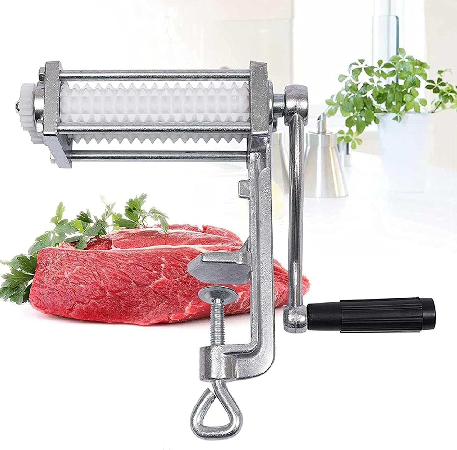 Clamp-on Rolling Meat Tenderizer,Manual Meat Tenderizer,Meat Cuber Tenderizer,for Tenderize Meat,Fish Loosing Steak Meat Flavor Marinade